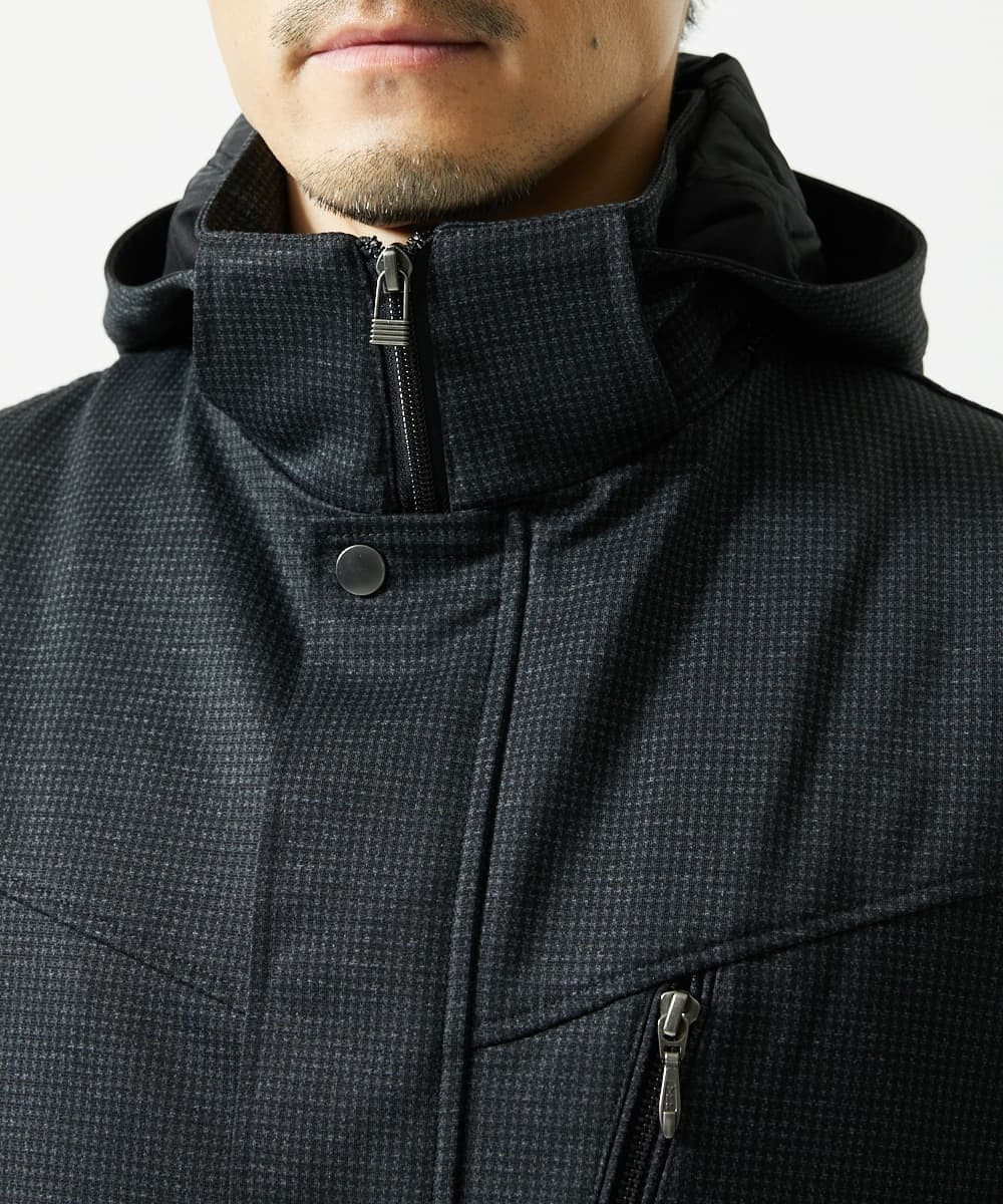 MKUAF12318 MK MICHEL KLEIN HOMME(MKミッシェルクランオム) 3WAY千鳥柄フードブルゾン TECEASY ダークグレー