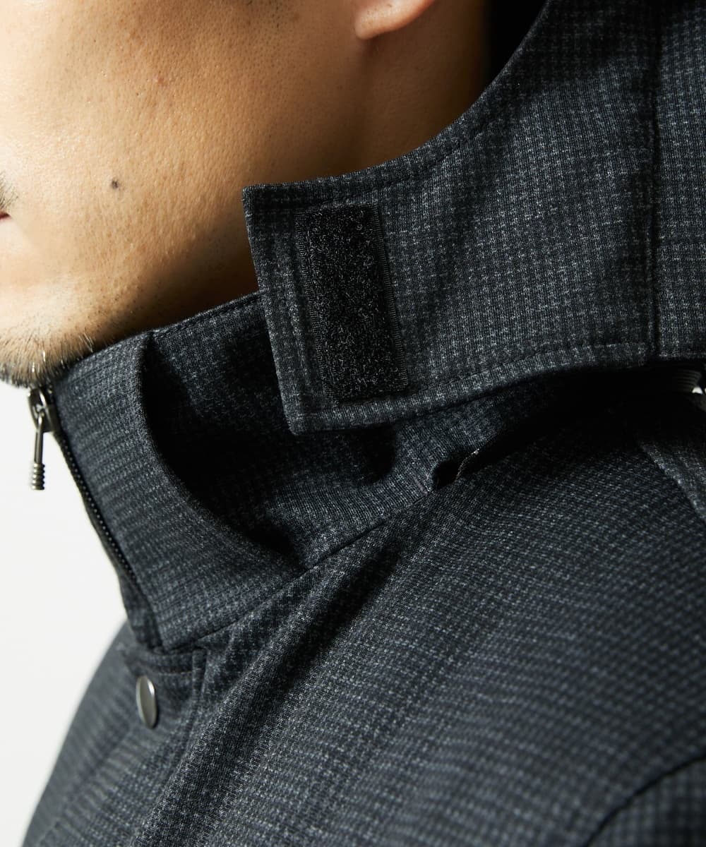 MKUAF12318 MK MICHEL KLEIN HOMME(MKミッシェルクランオム) 3WAY千鳥柄フードブルゾン TECEASY ダークグレー