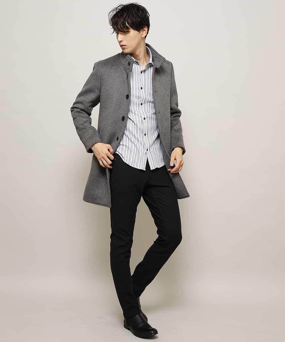 MKUAJ82270 MK MICHEL KLEIN HOMME(MKミッシェルクランオム) コート／Ｗフェイスグランメルトン ダークグレー