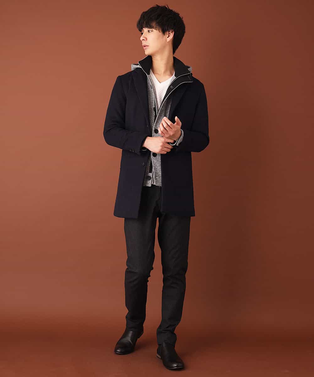 MKUAL70190 MK MICHEL KLEIN HOMME(MKミッシェルクランオム) チェスターコート／ブリティッシュＷフェイス ネイビー