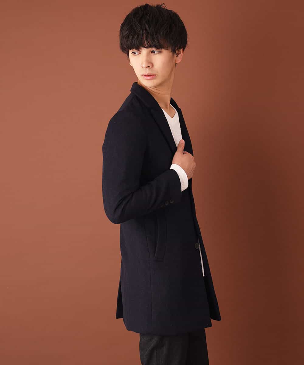 MKUAL70190 MK MICHEL KLEIN HOMME(MKミッシェルクランオム) チェスターコート／ブリティッシュＷフェイス ネイビー