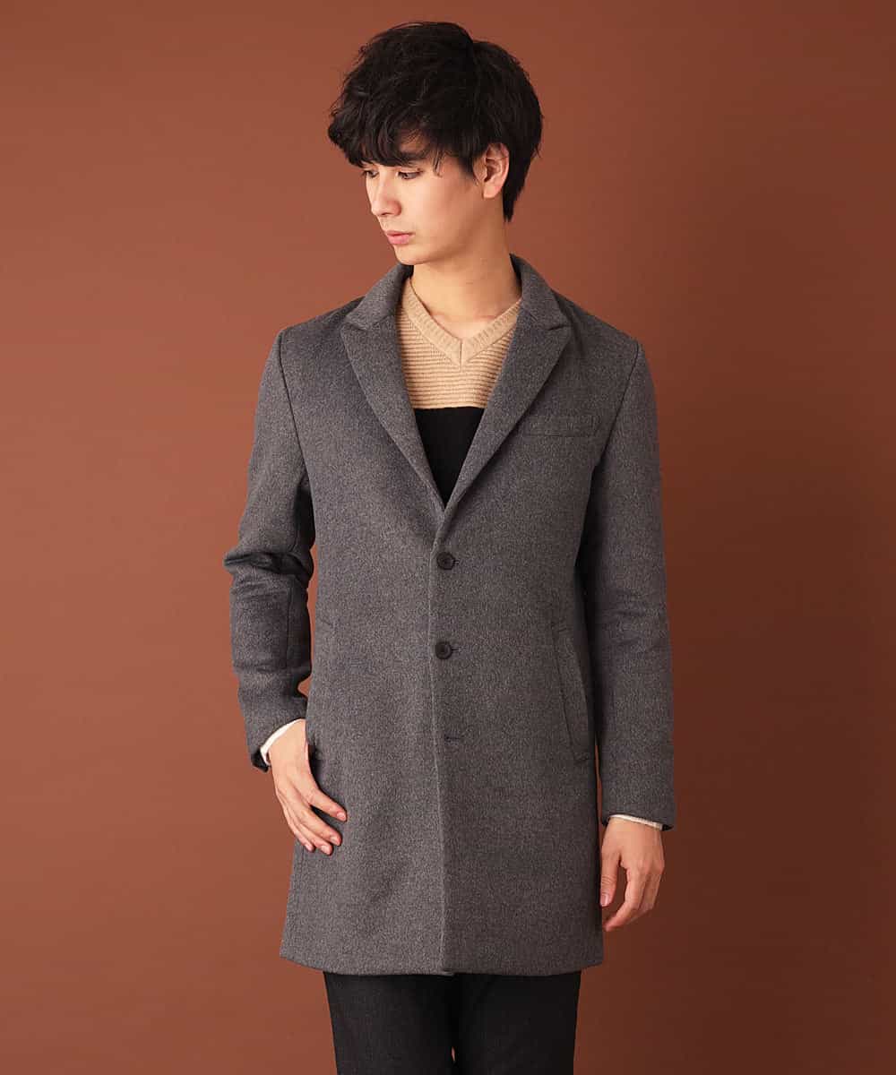 MKUAL70190 MK MICHEL KLEIN HOMME(MKミッシェルクランオム) チェスターコート／ブリティッシュＷフェイス ダークグレー