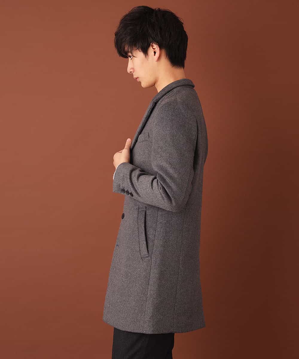 MKUAL70190 MK MICHEL KLEIN HOMME(MKミッシェルクランオム) チェスターコート／ブリティッシュＷフェイス ダークグレー
