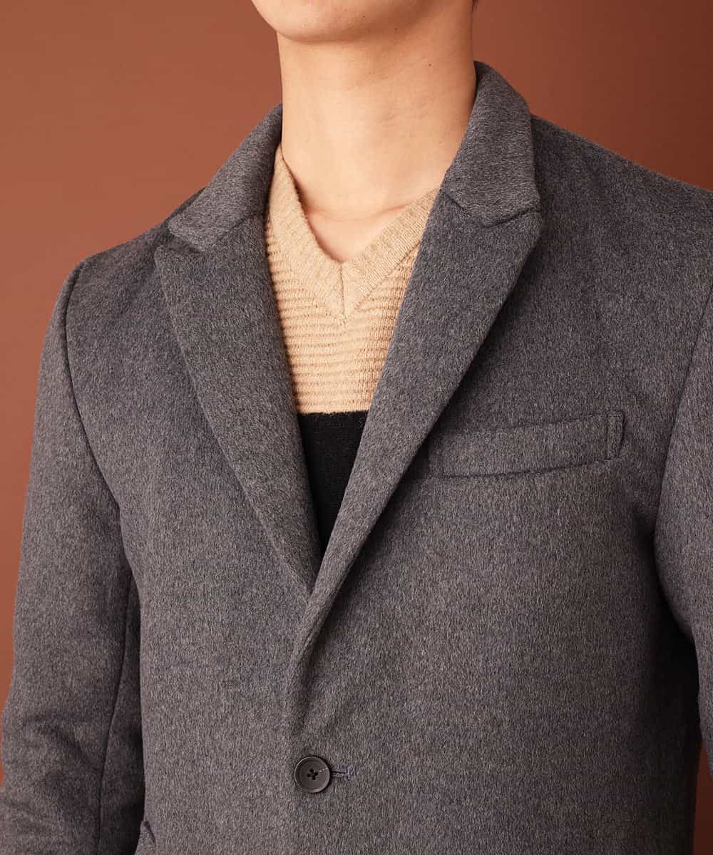 MKUAL70190 MK MICHEL KLEIN HOMME(MKミッシェルクランオム) チェスターコート／ブリティッシュＷフェイス ダークグレー
