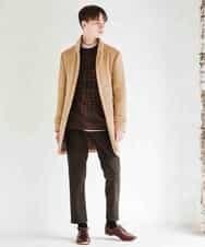 MKUAM62250 MK MICHEL KLEIN HOMME(MKミッシェルクランオム) 《オンラインストア限定プライス》【WEBストア限定カラー / ホワイト】ライトビーバースタンドメルトンコート ベージュ