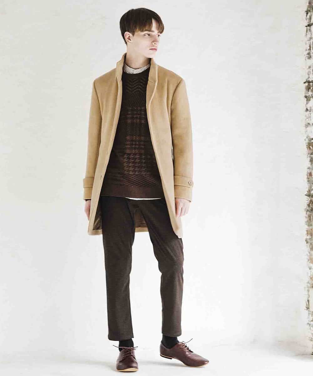 MKUAM62250 MK MICHEL KLEIN HOMME(MKミッシェルクランオム) 《オンラインストア限定プライス》【WEBストア限定カラー / ホワイト】ライトビーバースタンドメルトンコート ベージュ