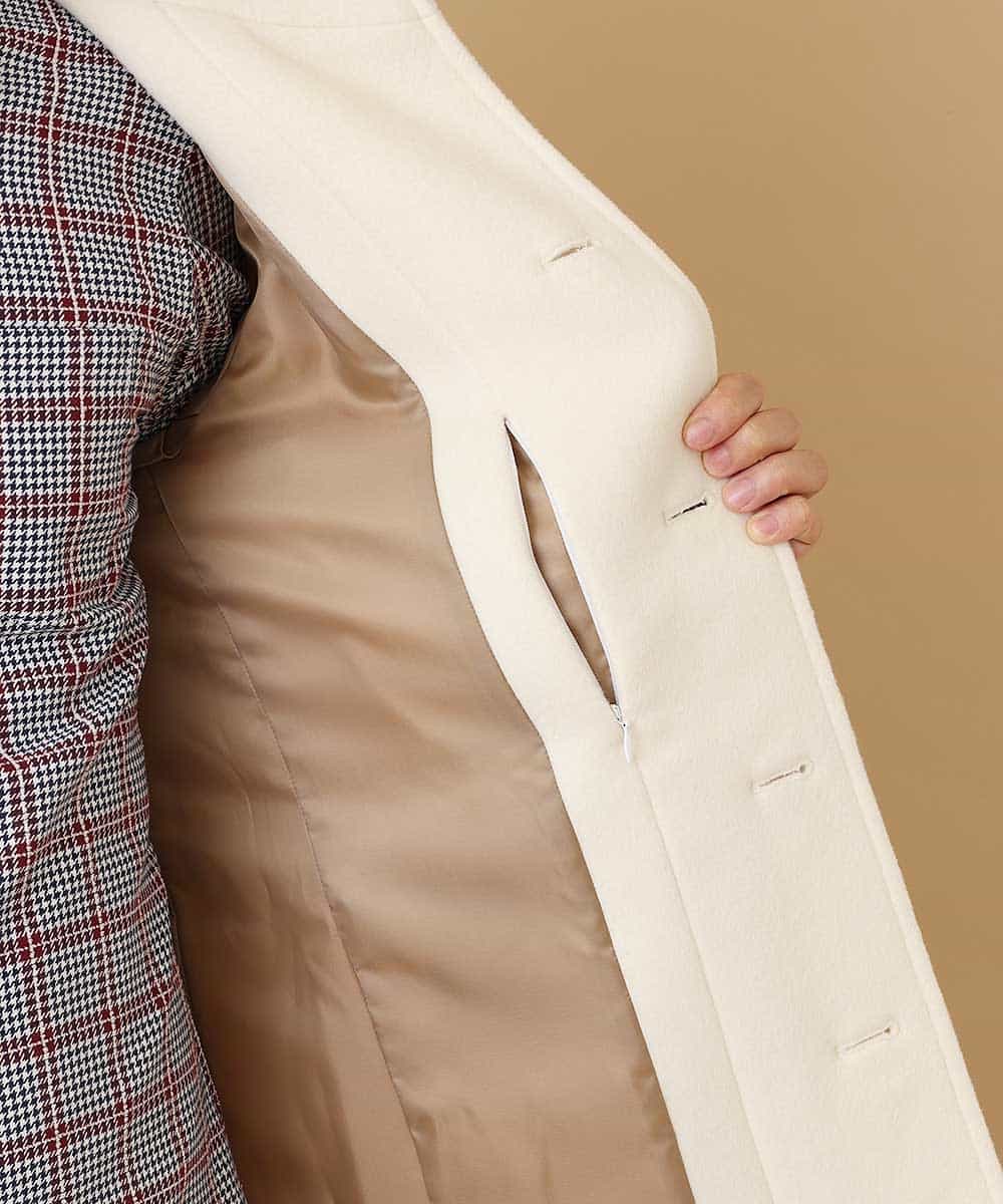 MKUAM62250 MK MICHEL KLEIN HOMME(MKミッシェルクランオム) 《オンラインストア限定プライス》【WEBストア限定カラー / ホワイト】ライトビーバースタンドメルトンコート ホワイト