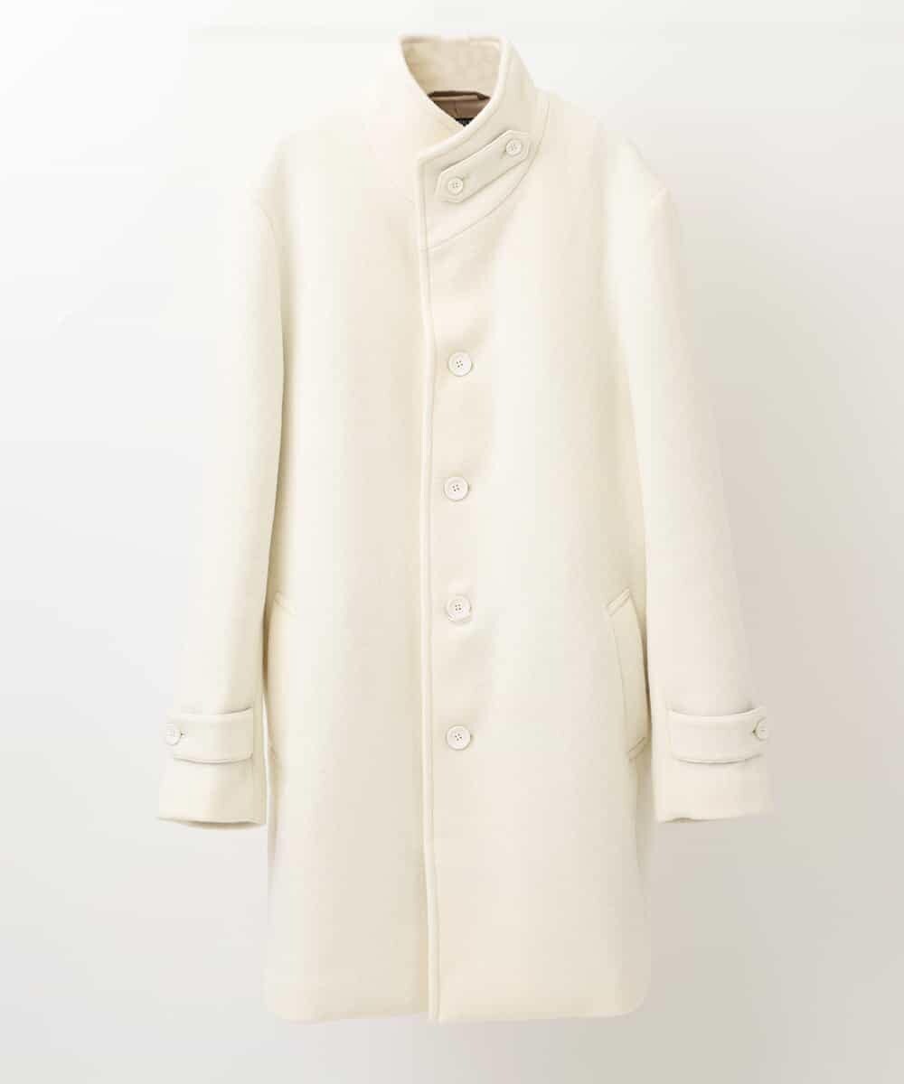 MKUAM62250 MK MICHEL KLEIN HOMME(MKミッシェルクランオム) 《オンラインストア限定プライス》【WEBストア限定カラー / ホワイト】ライトビーバースタンドメルトンコート ホワイト