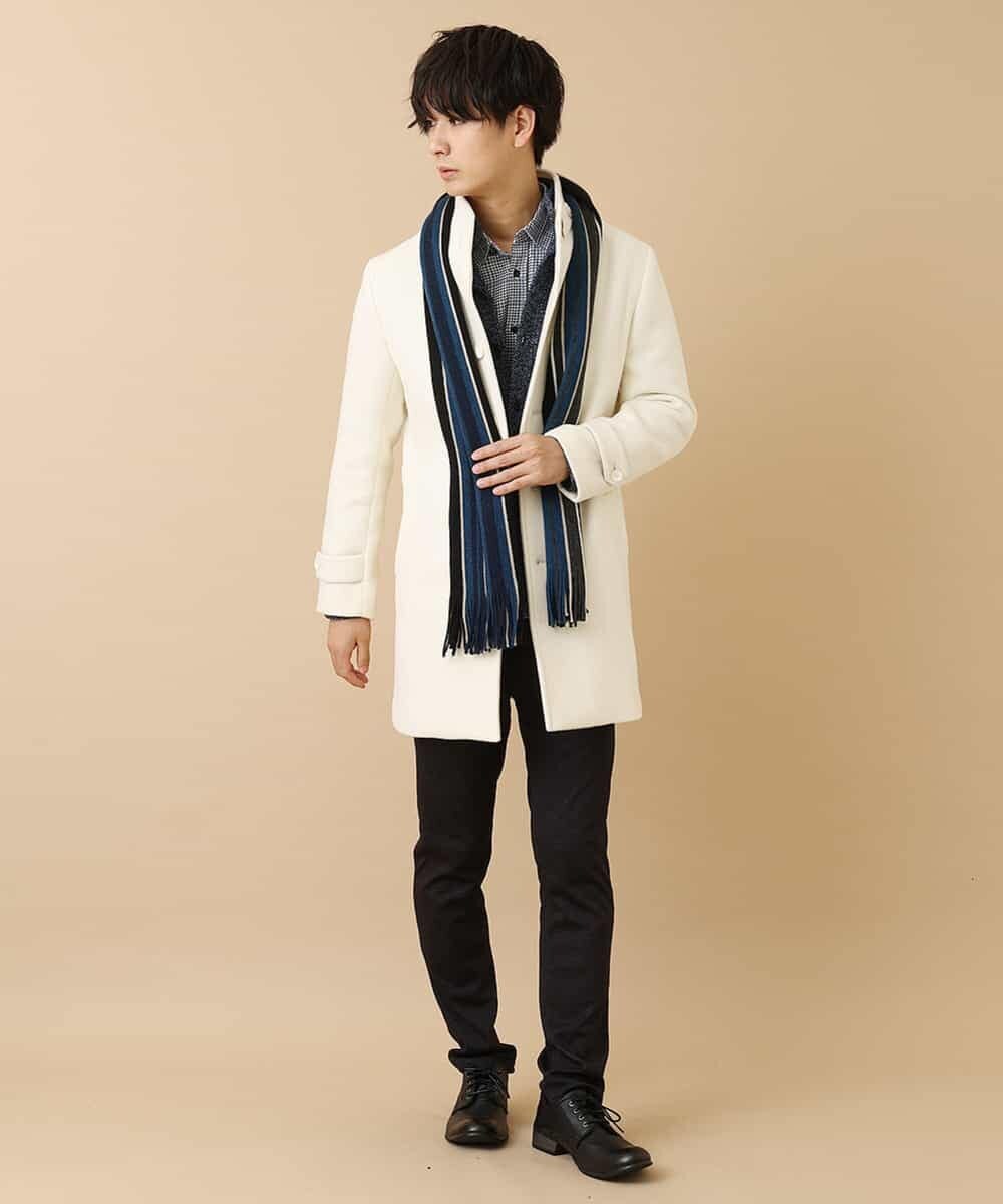 MKUAM62250 MK MICHEL KLEIN HOMME(MKミッシェルクランオム) 《オンラインストア限定プライス》【WEBストア限定カラー / ホワイト】ライトビーバースタンドメルトンコート ホワイト