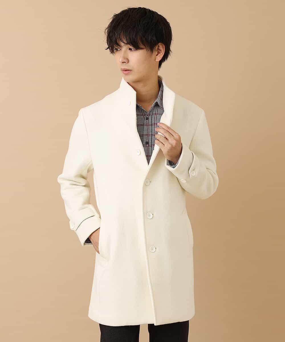 MKUAM62250 MK MICHEL KLEIN HOMME(MKミッシェルクランオム) 《オンラインストア限定プライス》【WEBストア限定カラー / ホワイト】ライトビーバースタンドメルトンコート ホワイト