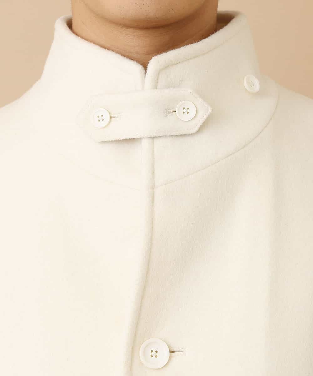 MKUAM62250 MK MICHEL KLEIN HOMME(MKミッシェルクランオム) 《オンラインストア限定プライス》【WEBストア限定カラー / ホワイト】ライトビーバースタンドメルトンコート ホワイト