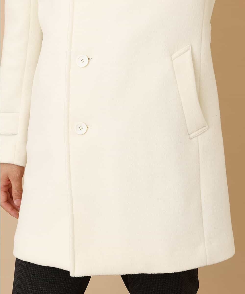 MKUAM62250 MK MICHEL KLEIN HOMME(MKミッシェルクランオム) 《オンラインストア限定プライス》【WEBストア限定カラー / ホワイト】ライトビーバースタンドメルトンコート ホワイト