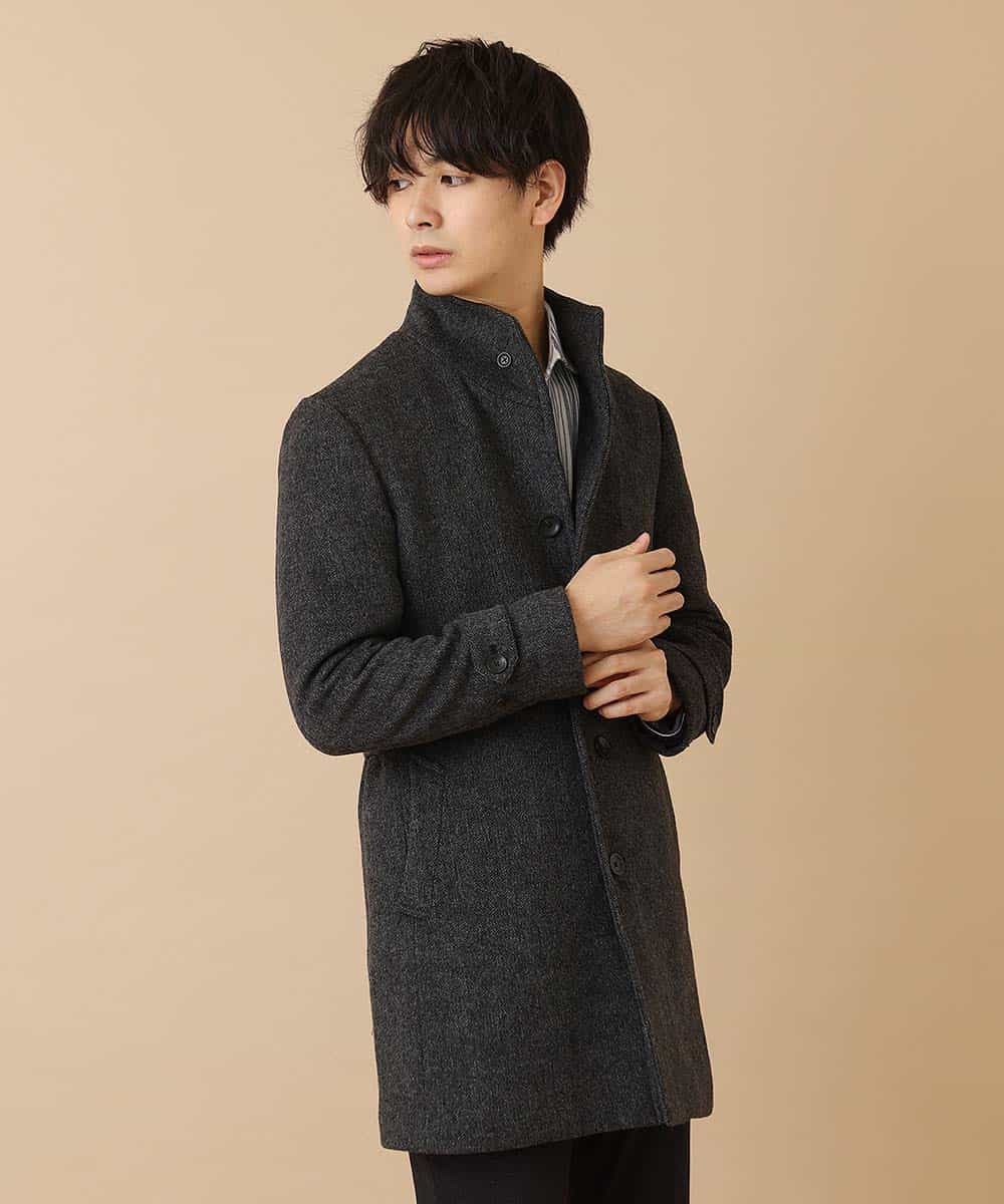 MKUAM62250 MK MICHEL KLEIN HOMME(MKミッシェルクランオム) 《オンラインストア限定プライス》【WEBストア限定カラー / ホワイト】ライトビーバースタンドメルトンコート ダークグレー