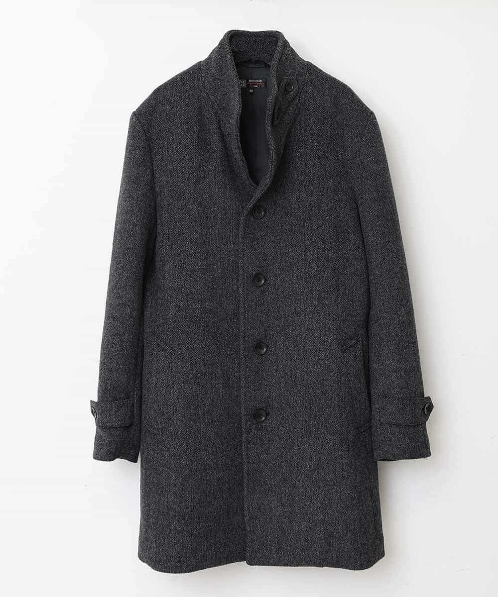 MKUAM62250 MK MICHEL KLEIN HOMME(MKミッシェルクランオム) 《オンラインストア限定プライス》【WEBストア限定カラー / ホワイト】ライトビーバースタンドメルトンコート ダークグレー