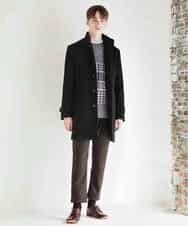 MKUAM62250 MK MICHEL KLEIN HOMME(MKミッシェルクランオム) 《オンラインストア限定プライス》【WEBストア限定カラー / ホワイト】ライトビーバースタンドメルトンコート ブラック