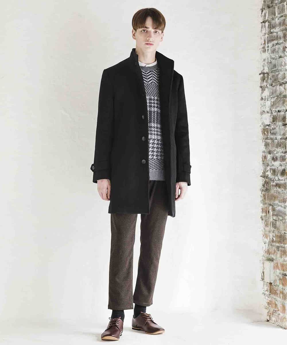 MKUAM62250 MK MICHEL KLEIN HOMME(MKミッシェルクランオム) 《オンラインストア限定プライス》【WEBストア限定カラー / ホワイト】ライトビーバースタンドメルトンコート ブラック