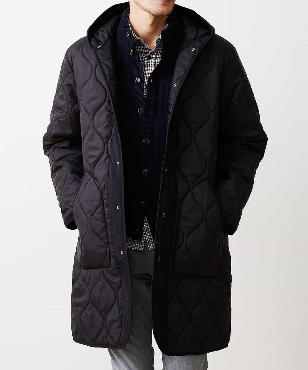 MKUAO05190 MK MICHEL KLEIN HOMME(MKミッシェルクランオム) 【軽量:防寒:トレンドシルエット】キルティングフードコート ブラック