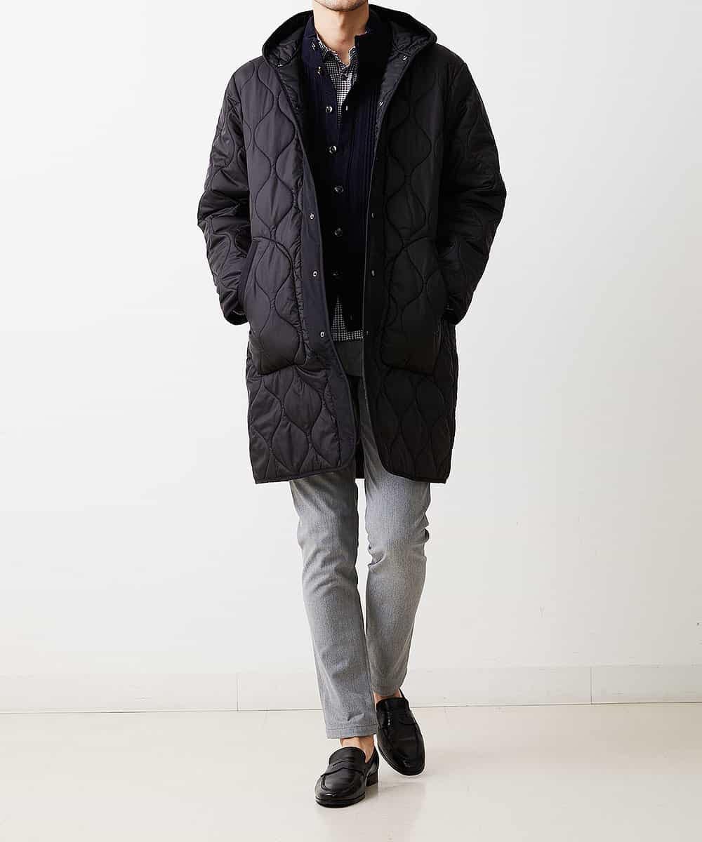 MKUAO05190 MK MICHEL KLEIN HOMME(MKミッシェルクランオム) 【軽量:防寒:トレンドシルエット】キルティングフードコート ブラック