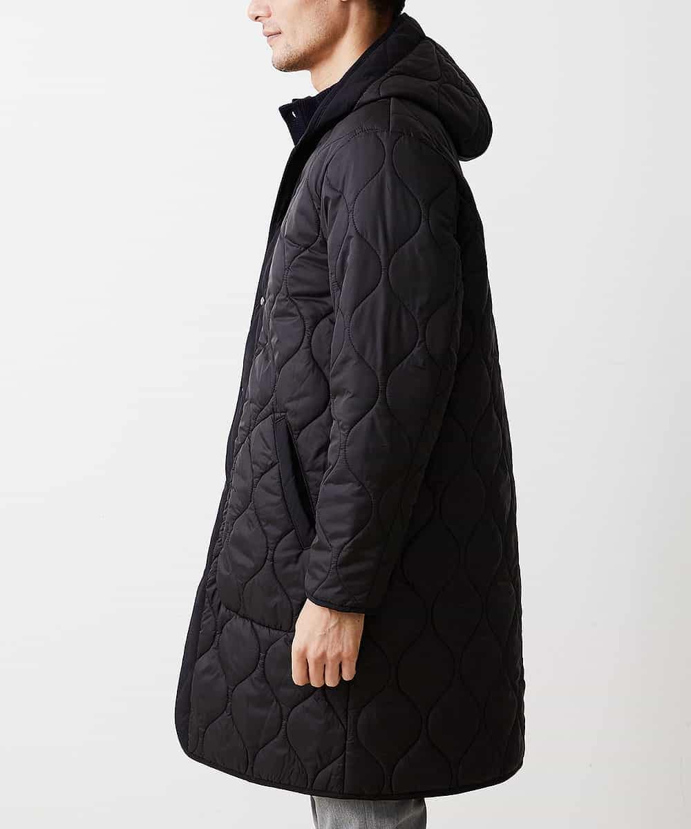 MKUAO05190 MK MICHEL KLEIN HOMME(MKミッシェルクランオム) 【軽量:防寒:トレンドシルエット】キルティングフードコート ブラック