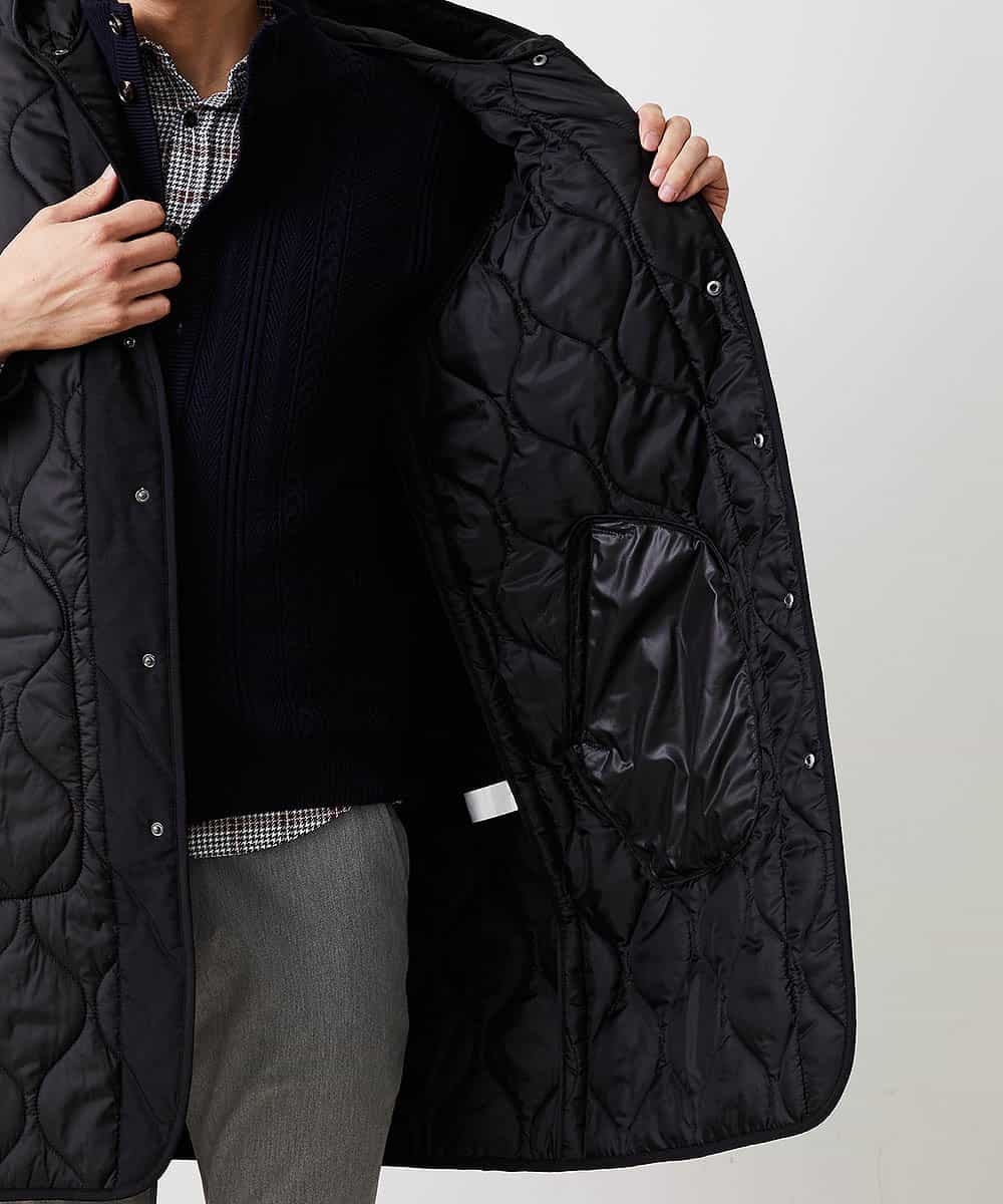 MKUAO05190 MK MICHEL KLEIN HOMME(MKミッシェルクランオム) 【軽量:防寒:トレンドシルエット】キルティングフードコート ブラック