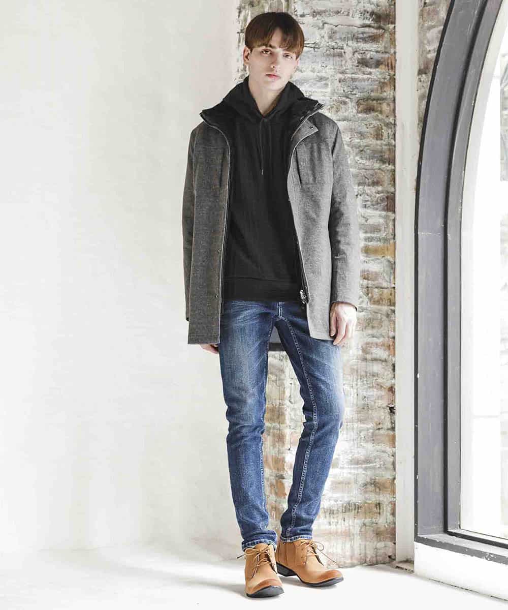 MKUAO22230 MK MICHEL KLEIN HOMME(MKミッシェルクランオム) 《オンラインストア限定プライス》【着脱可能！ハイブリットボアライナー付き】４ＷＡＹ：ストレッチコート カーキ