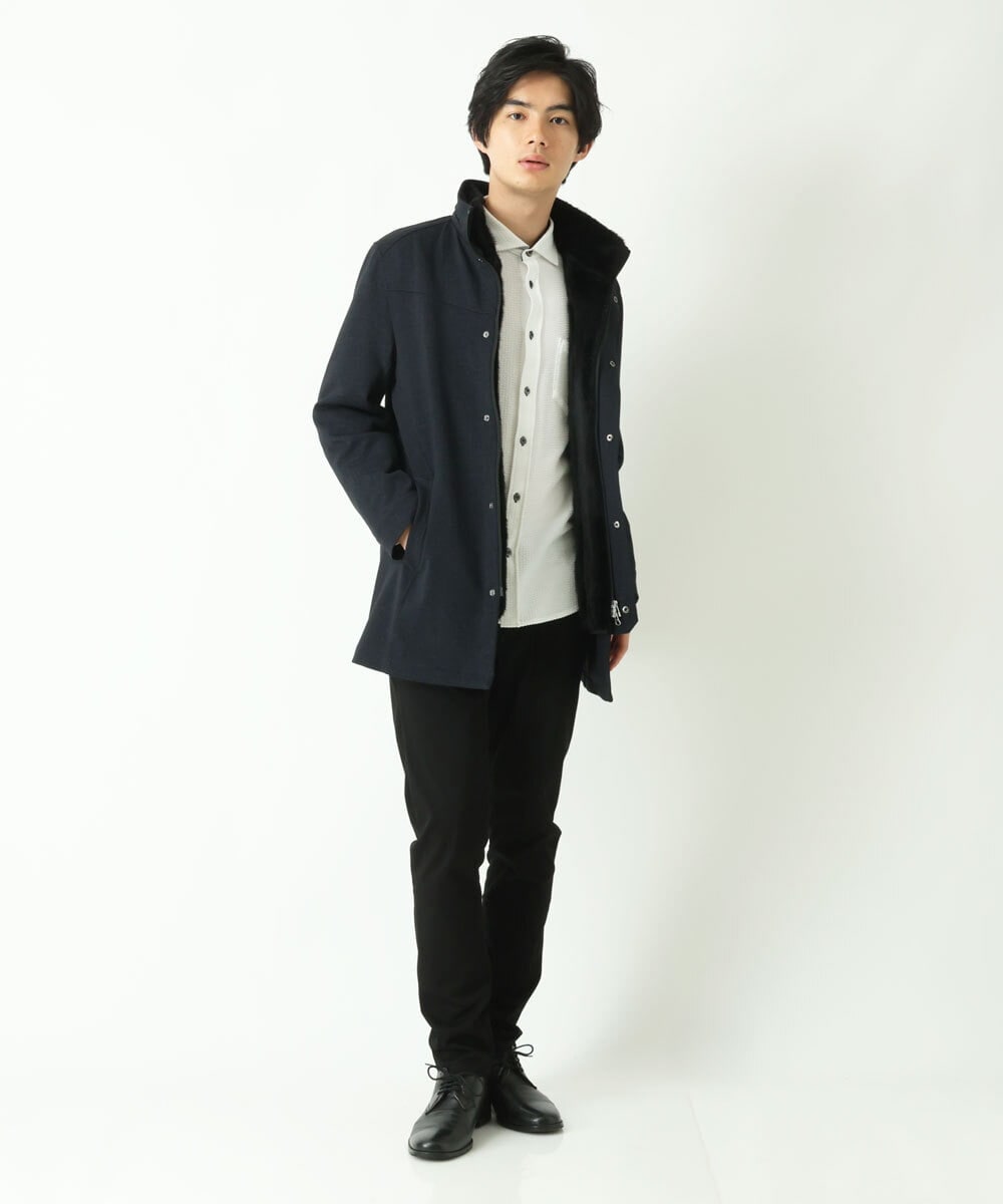 MKUAU11270 MK MICHEL KLEIN HOMME(MKミッシェルクランオム) 2WAY TEC ライナー付きコート ネイビー(57)