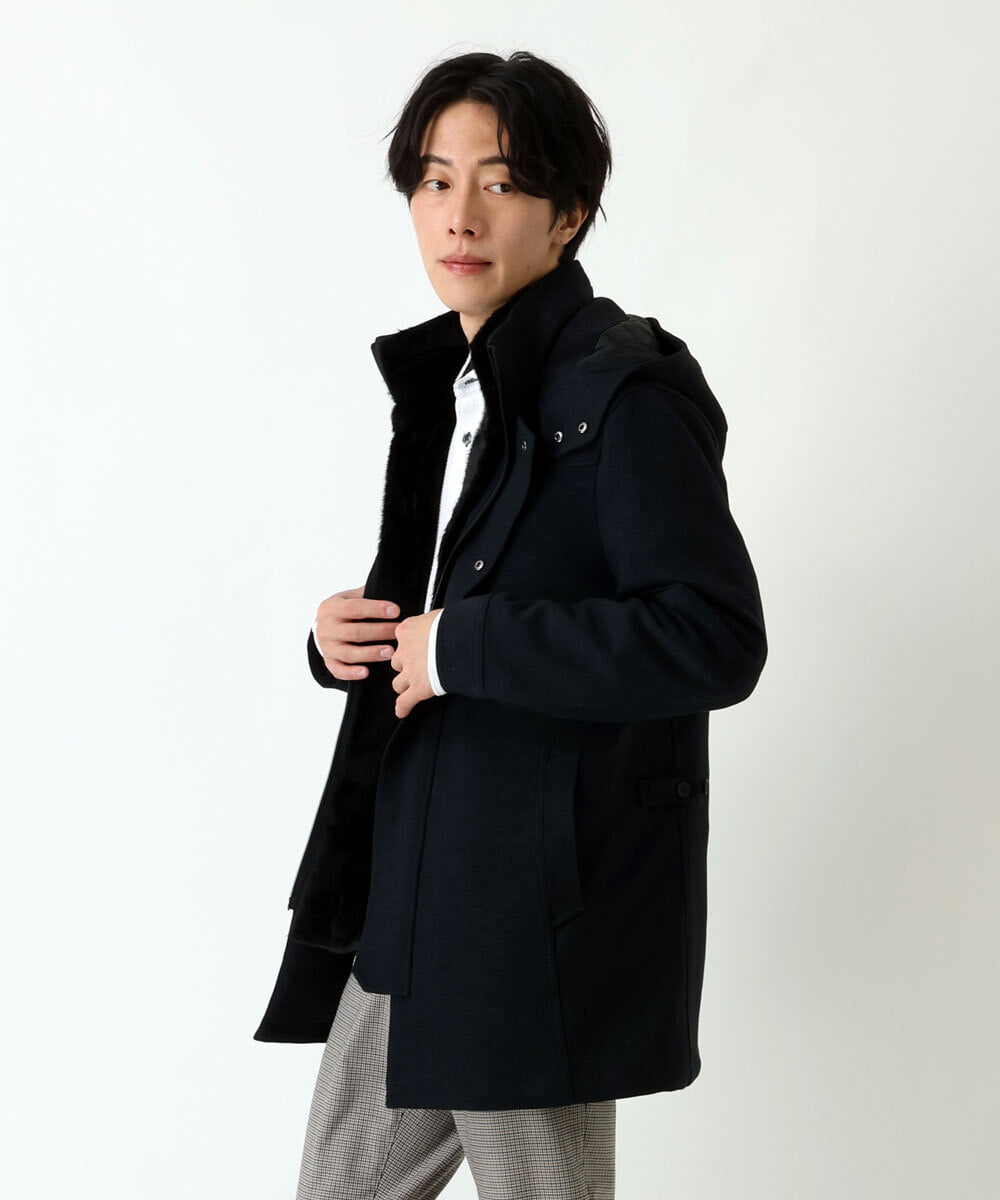 MKUAU11270 MK MICHEL KLEIN HOMME(MKミッシェルクランオム) 2WAY TEC ライナー付きコート ネイビー(57)