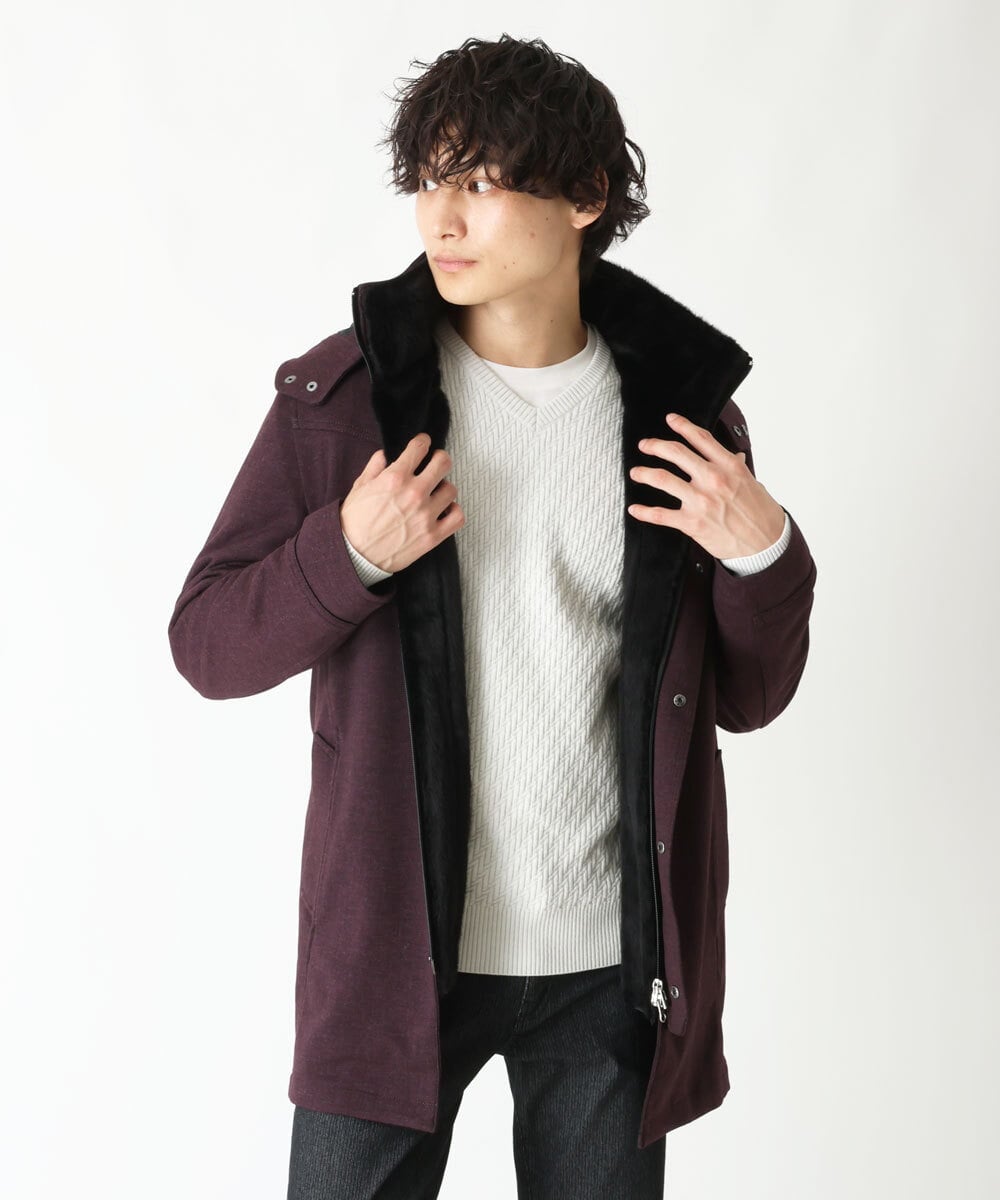 MKUAU11270 MK MICHEL KLEIN HOMME(MKミッシェルクランオム) 2WAY TEC ライナー付きコート パープル(77)