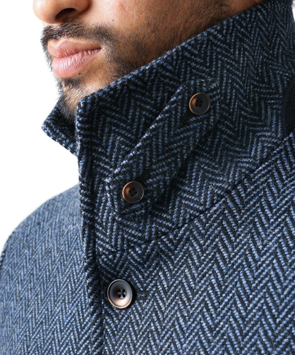 MKUAV70420 MK MICHEL KLEIN HOMME(MKミッシェルクランオム) 尾州ツイード / ロングコート ブルー