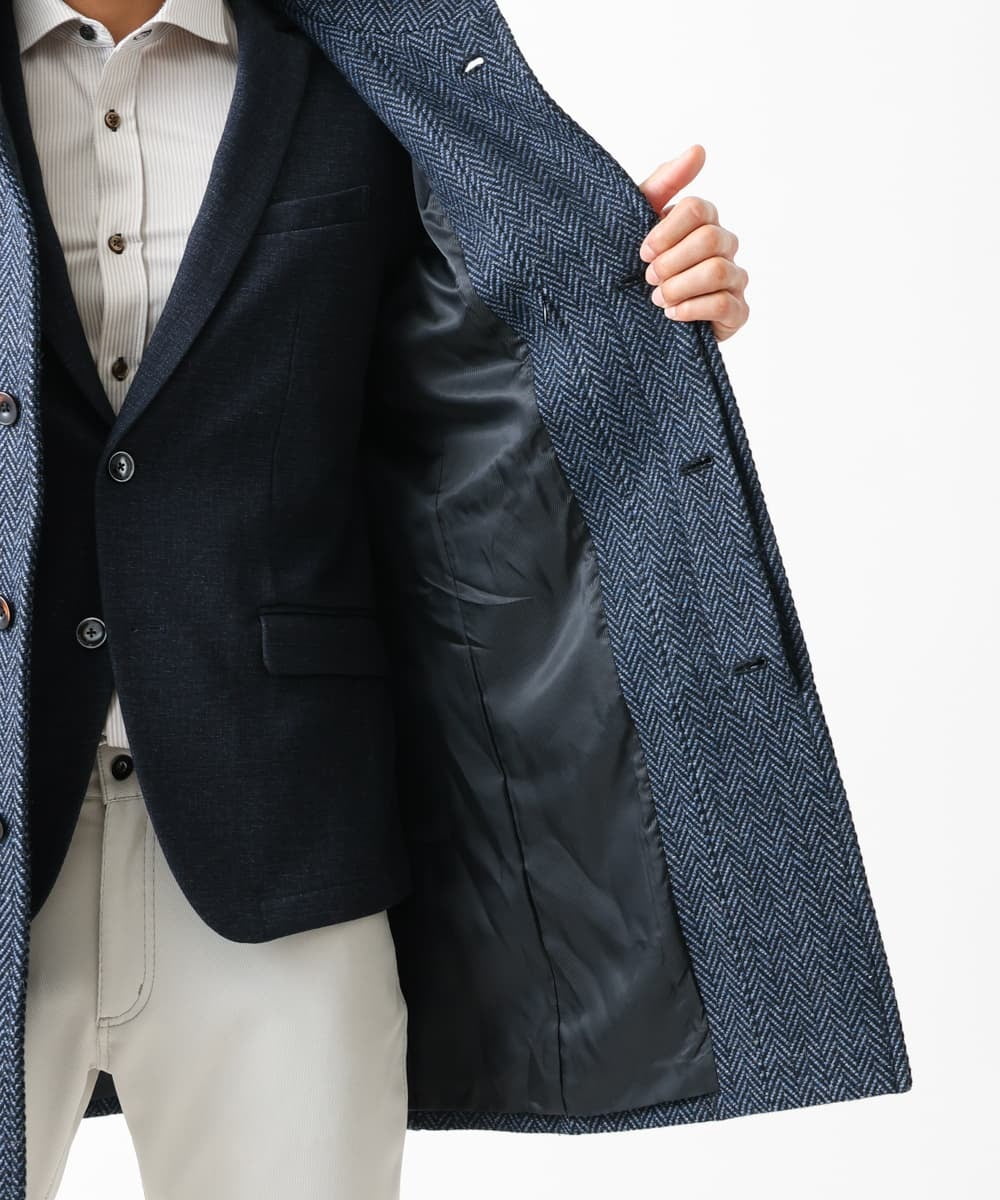 MKUAV70420 MK MICHEL KLEIN HOMME(MKミッシェルクランオム) 尾州ツイード / ロングコート ブルー
