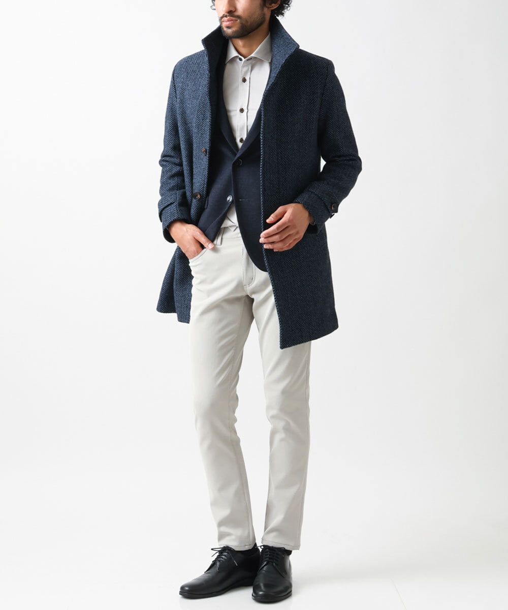 MKUAV70420 MK MICHEL KLEIN HOMME(MKミッシェルクランオム) 尾州ツイード / ロングコート ブルー