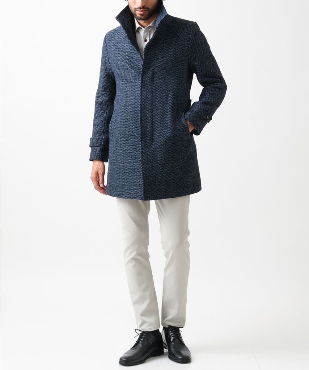 MKUAV70420 MK MICHEL KLEIN HOMME(MKミッシェルクランオム) 尾州ツイード / ロングコート ブルー