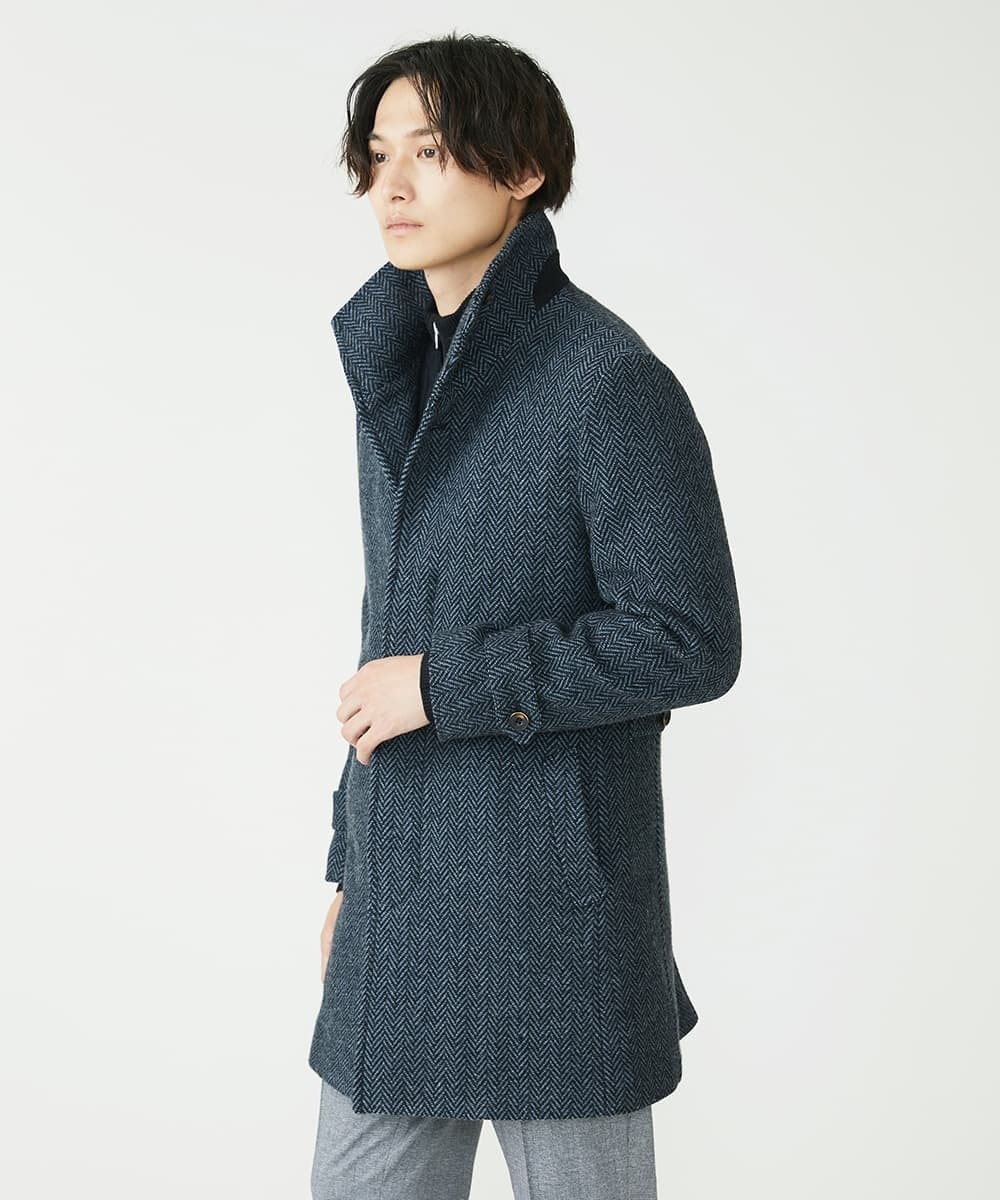 MKUAV70420 MK MICHEL KLEIN HOMME(MKミッシェルクランオム) 尾州ツイード / ロングコート ネイビー(58)