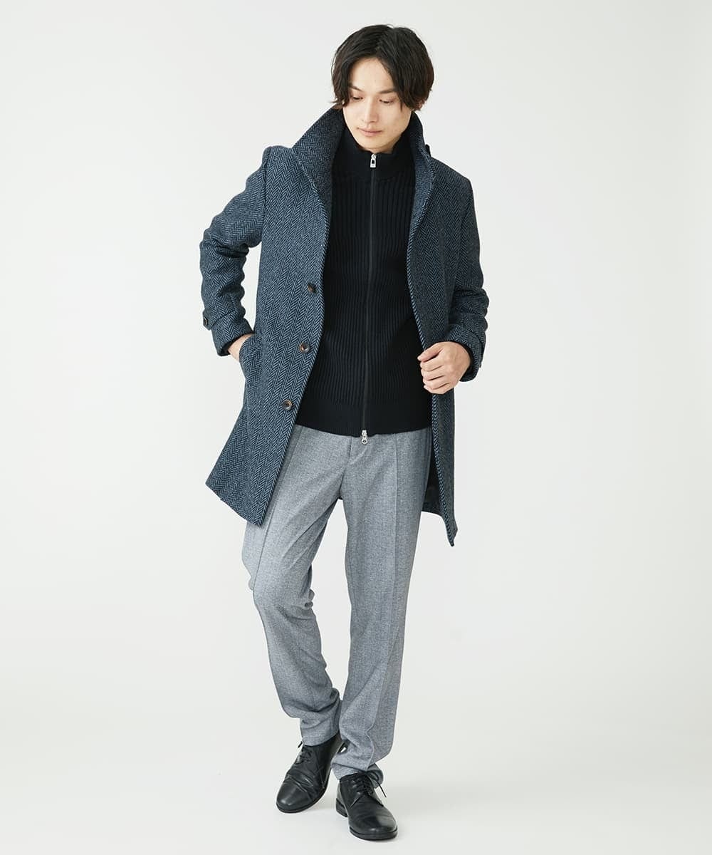 MKUAV70420 MK MICHEL KLEIN HOMME(MKミッシェルクランオム) 尾州ツイード / ロングコート ネイビー(58)