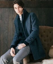 MKUAV70420 MK MICHEL KLEIN HOMME(MKミッシェルクランオム) 尾州ツイード / ロングコート ネイビー(58)