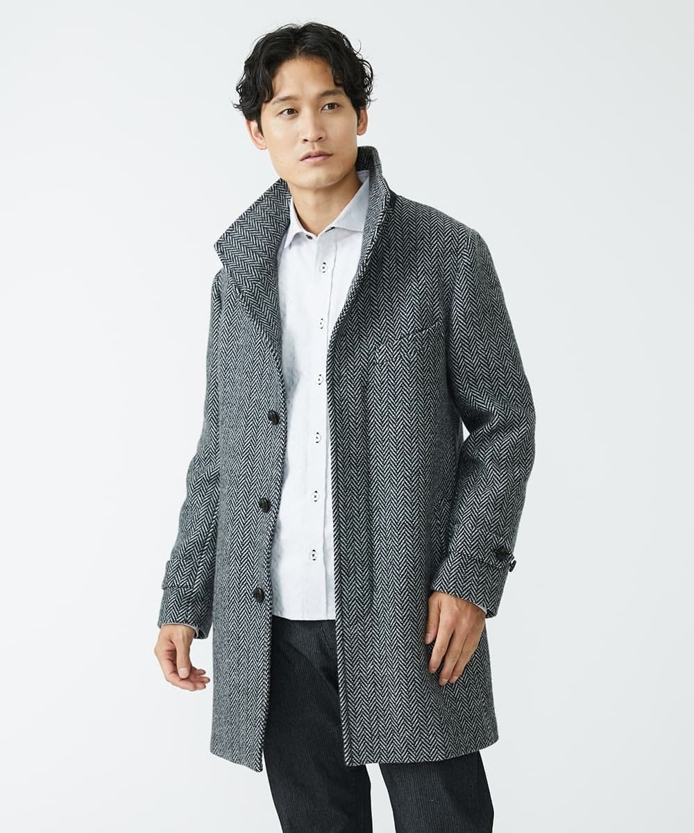 MKUAV70420 MK MICHEL KLEIN HOMME(MKミッシェルクランオム) 尾州ツイード / ロングコート グレー(92)