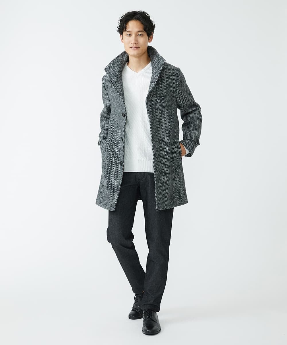 MKUAV70420 MK MICHEL KLEIN HOMME(MKミッシェルクランオム) 尾州ツイード / ロングコート グレー(92)