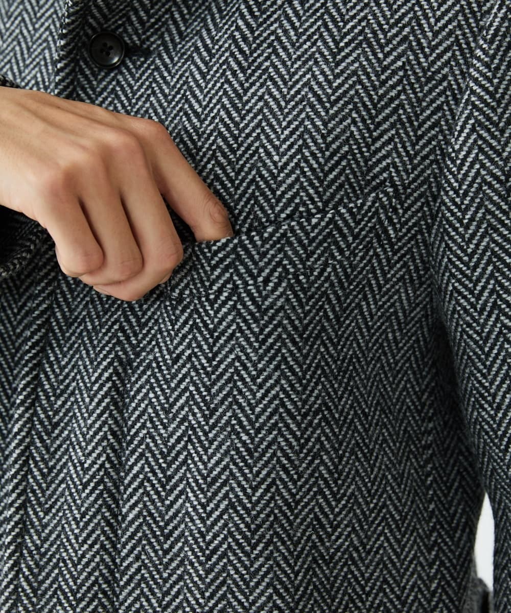 MKUAV70420 MK MICHEL KLEIN HOMME(MKミッシェルクランオム) 尾州ツイード / ロングコート グレー(92)