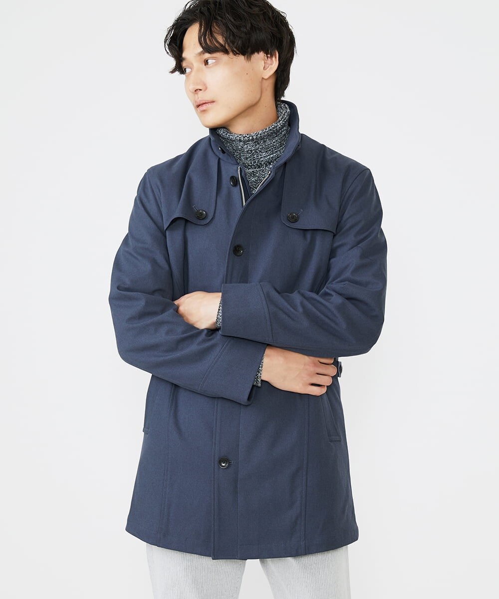 MKUAV71420 MK MICHEL KLEIN HOMME(MKミッシェルクランオム) ライナー付き / ウールタッチボンディングコート ブルー(55)