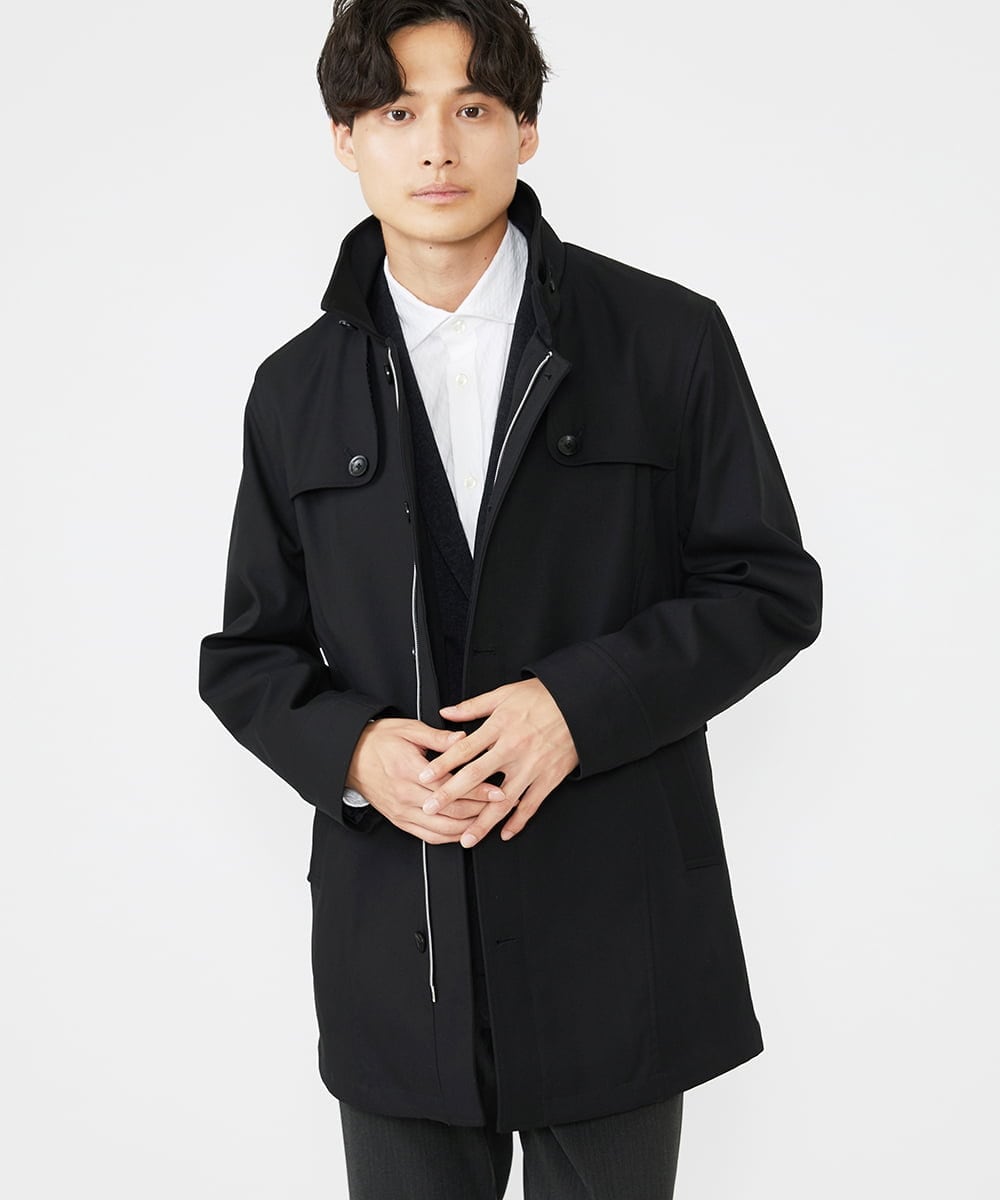 MKUAV71420 MK MICHEL KLEIN HOMME(MKミッシェルクランオム) ライナー付き / ウールタッチボンディングコート ブラック(94)