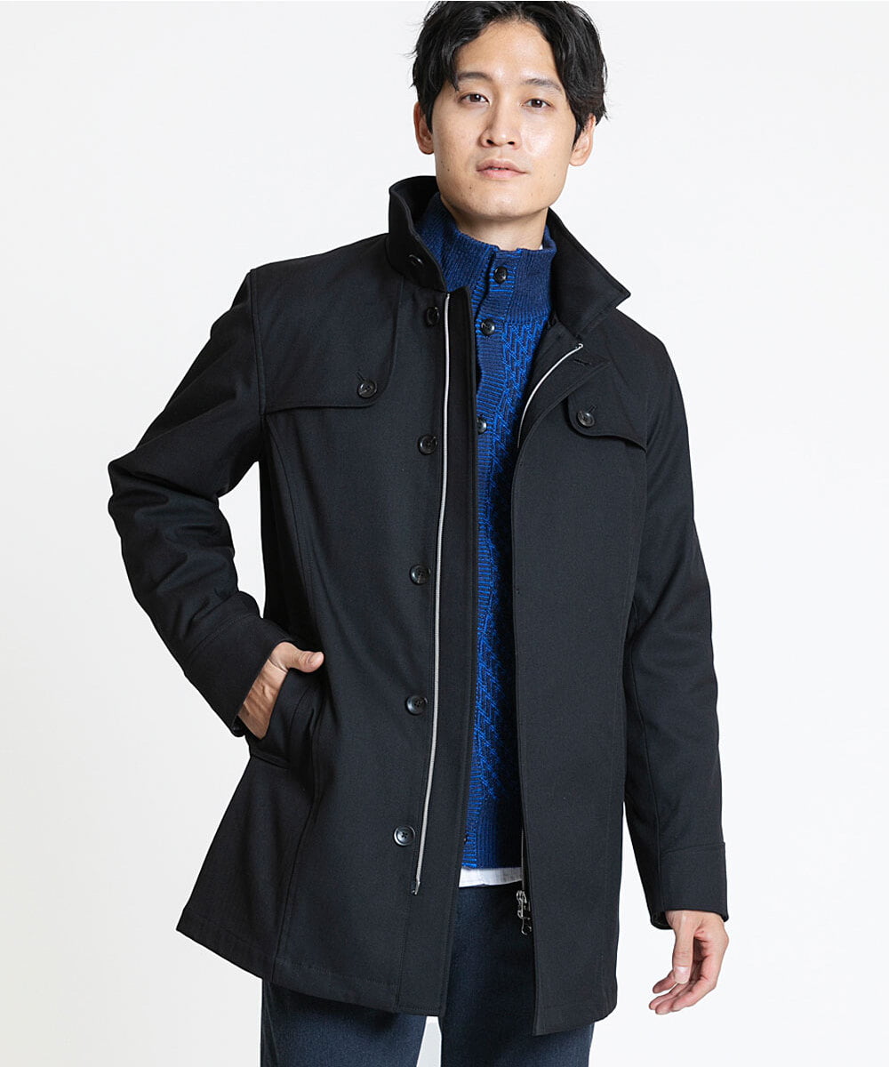 MKUAV71420 MK MICHEL KLEIN HOMME(MKミッシェルクランオム) ライナー付き / ウールタッチボンディングコート ブラック(94)