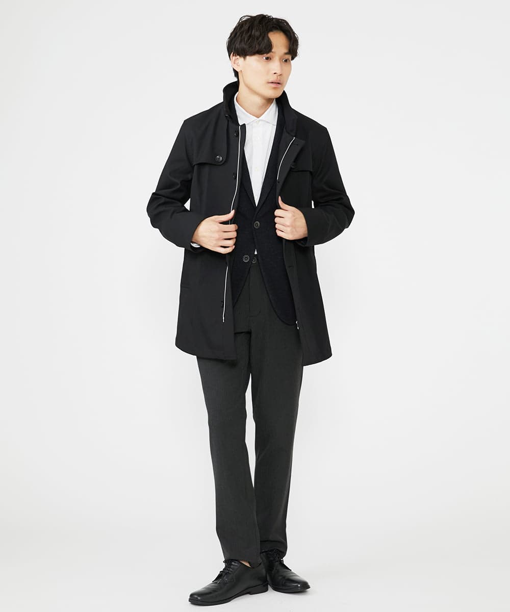 MKUAV71420 MK MICHEL KLEIN HOMME(MKミッシェルクランオム) ライナー付き / ウールタッチボンディングコート ブラック(94)