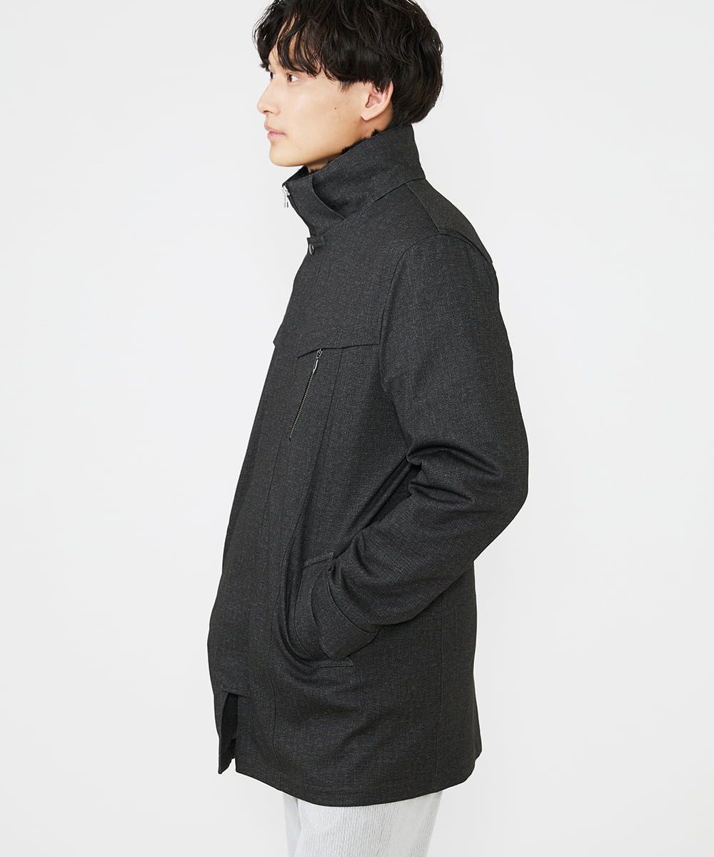 MKUAX11272 MK MICHEL KLEIN HOMME(MKミッシェルクランオム) 2WAYスタンドコート / TEC EASY JERSY カーキ(37)