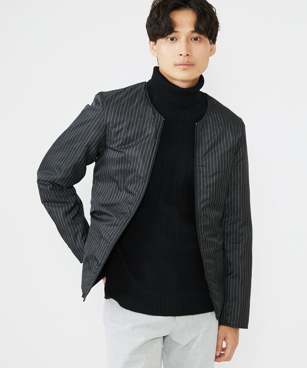MKUAX11272 MK MICHEL KLEIN HOMME(MKミッシェルクランオム) 2WAYスタンドコート / TEC EASY JERSY カーキ(37)