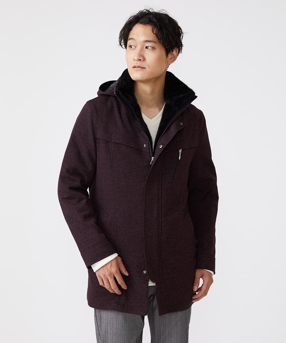 MKUAX11272 MK MICHEL KLEIN HOMME(MKミッシェルクランオム) 2WAYスタンドコート / TEC EASY JERSY パープル(77)