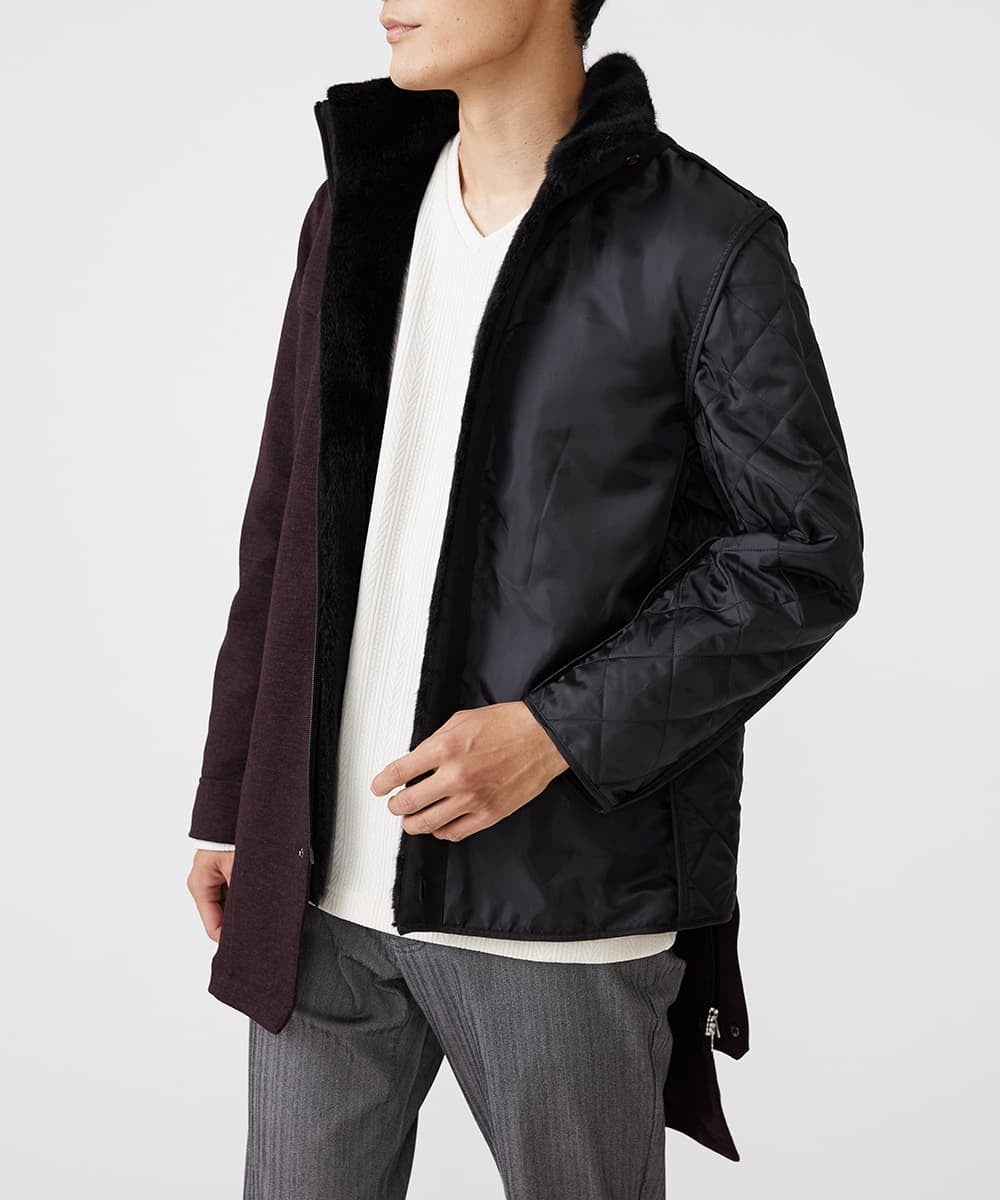 MKUAX11272 MK MICHEL KLEIN HOMME(MKミッシェルクランオム) 2WAYスタンドコート / TEC EASY JERSY パープル(77)
