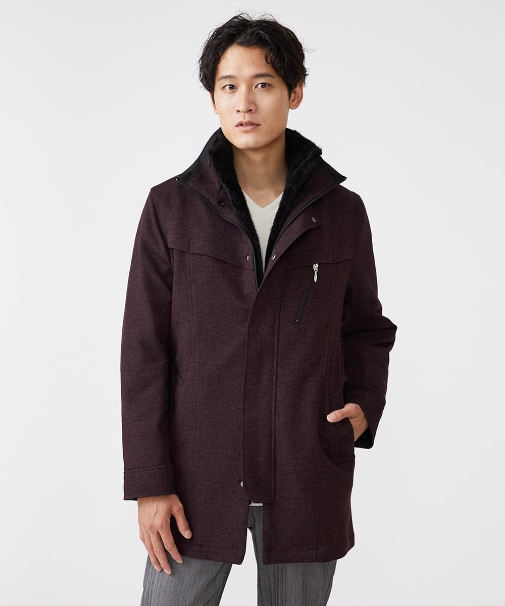 MKUAX11272 MK MICHEL KLEIN HOMME(MKミッシェルクランオム) 2WAYスタンドコート / TEC EASY JERSY パープル(77)