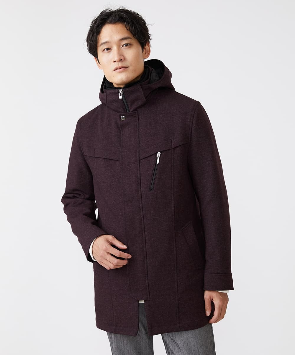 MKUAX11272 MK MICHEL KLEIN HOMME(MKミッシェルクランオム) 2WAYスタンドコート / TEC EASY JERSY パープル(77)