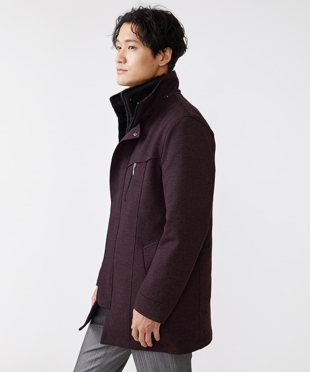 MKUAX11272 MK MICHEL KLEIN HOMME(MKミッシェルクランオム) 2WAYスタンドコート / TEC EASY JERSY パープル(77)