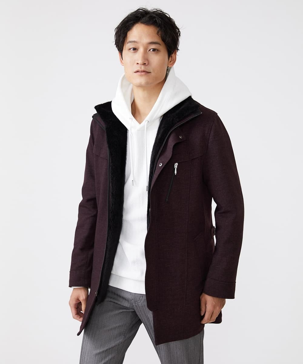 MKUAX11272 MK MICHEL KLEIN HOMME(MKミッシェルクランオム) 2WAYスタンドコート / TEC EASY JERSY パープル(77)